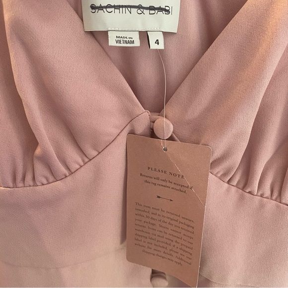 Sachin + Babi Pink Charmeuse Satin Button Front Dress 4 - Picture 3 of 6